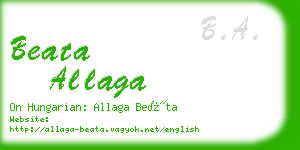 beata allaga business card